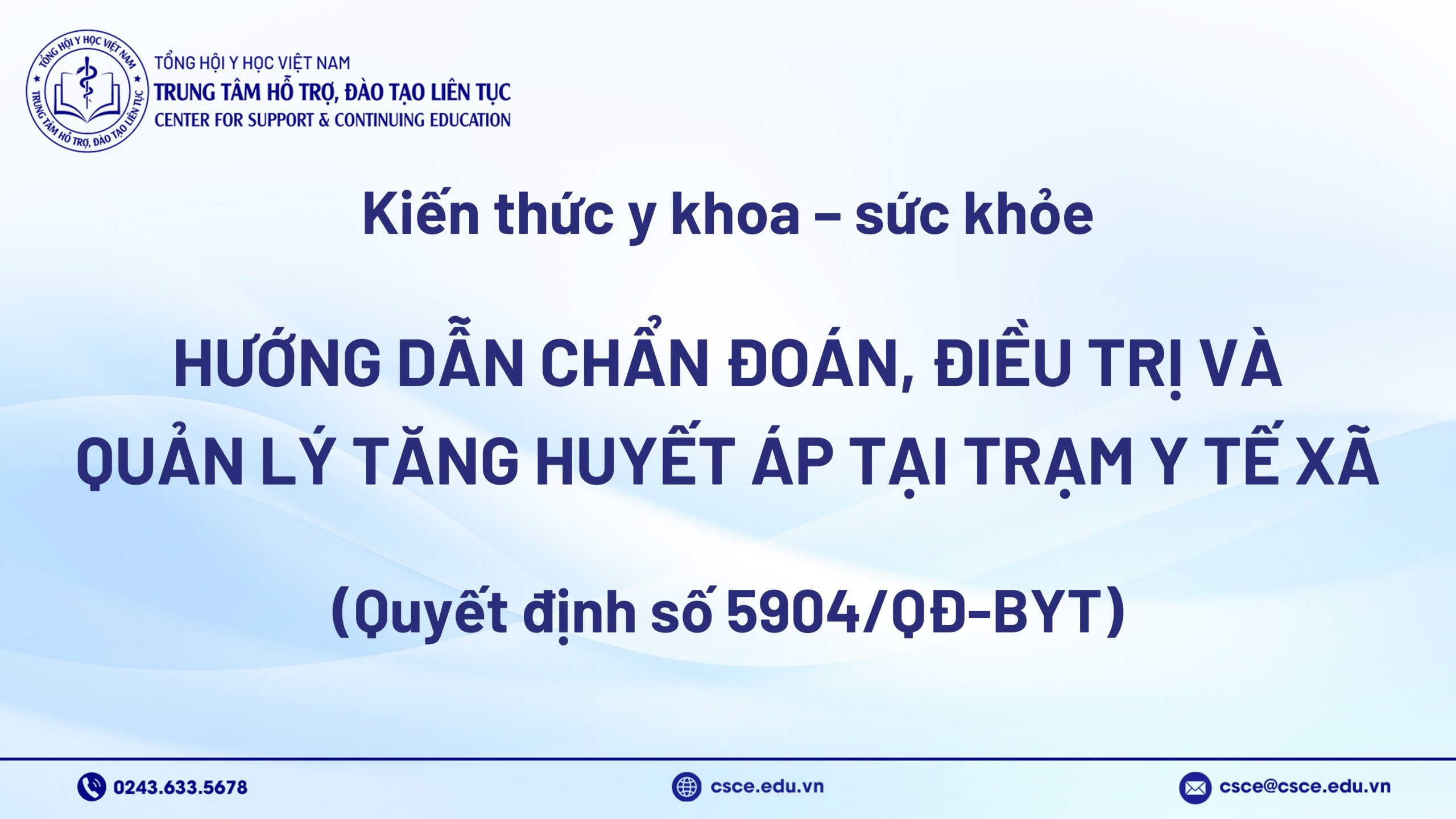 Hướng dẫn chẩn đoán, điều trị và quản lý tăng huyết áp tại trạm y tế xã (Quyết định số 5904/QĐ-BYT)