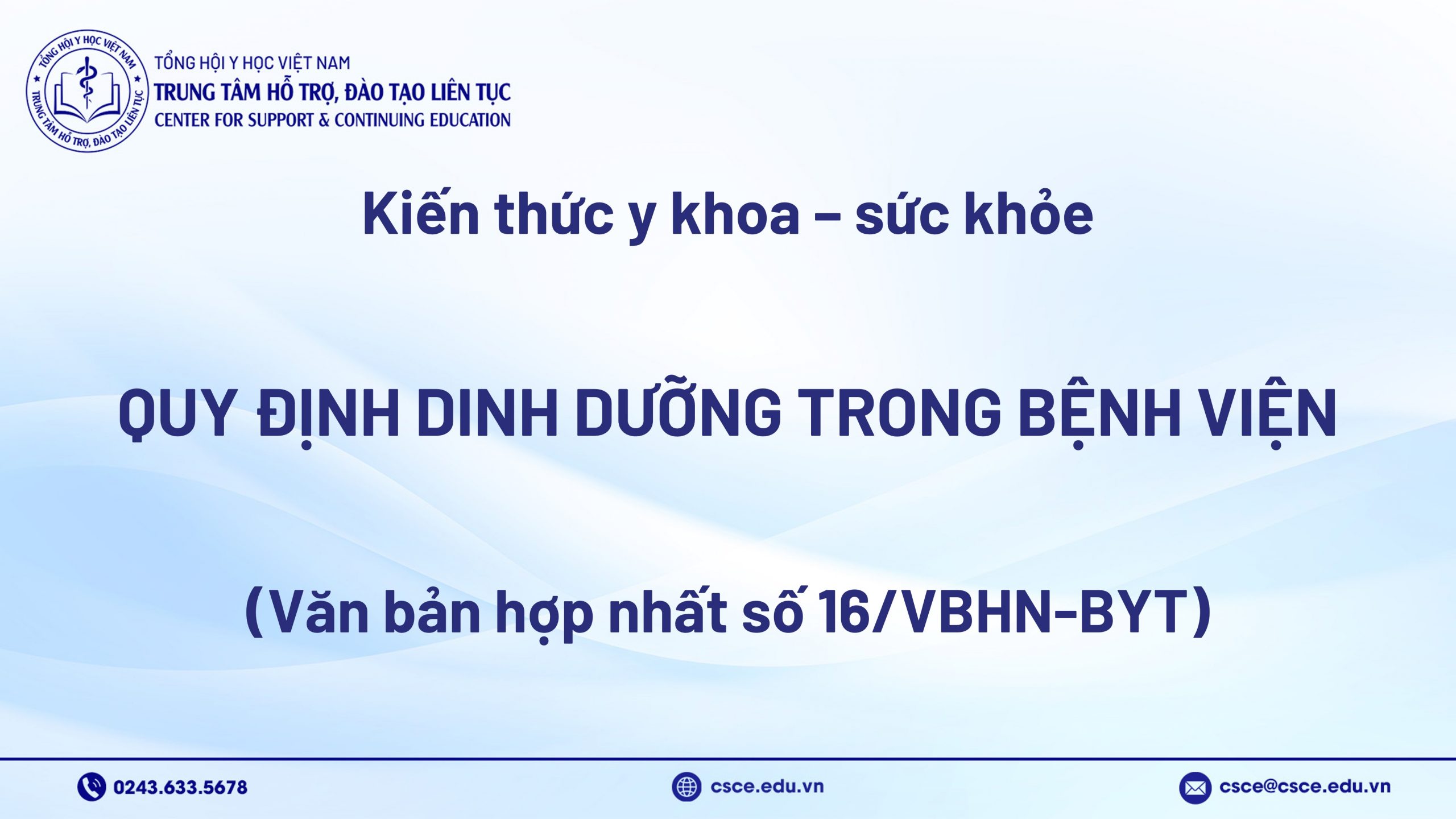 Quy định dinh dưỡng trong bệnh viện (Văn bản hợp nhất số 16/VBHN-BYT)