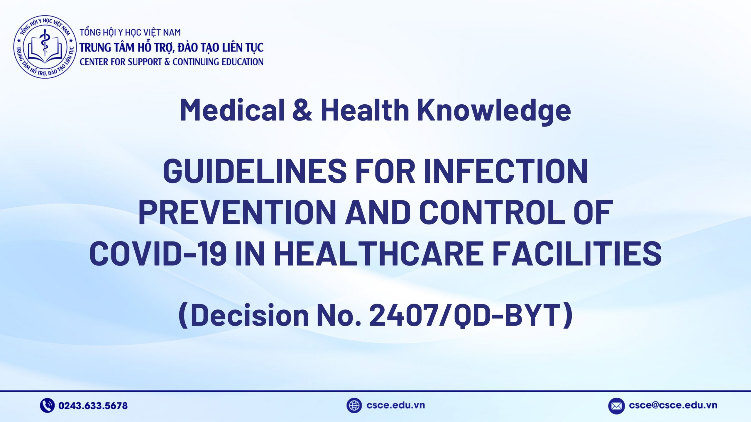 Guidelines for Infection Prevention and Control of COVID-19 in Healthcare Facilities (Decision No. 2407/QD-BYT)