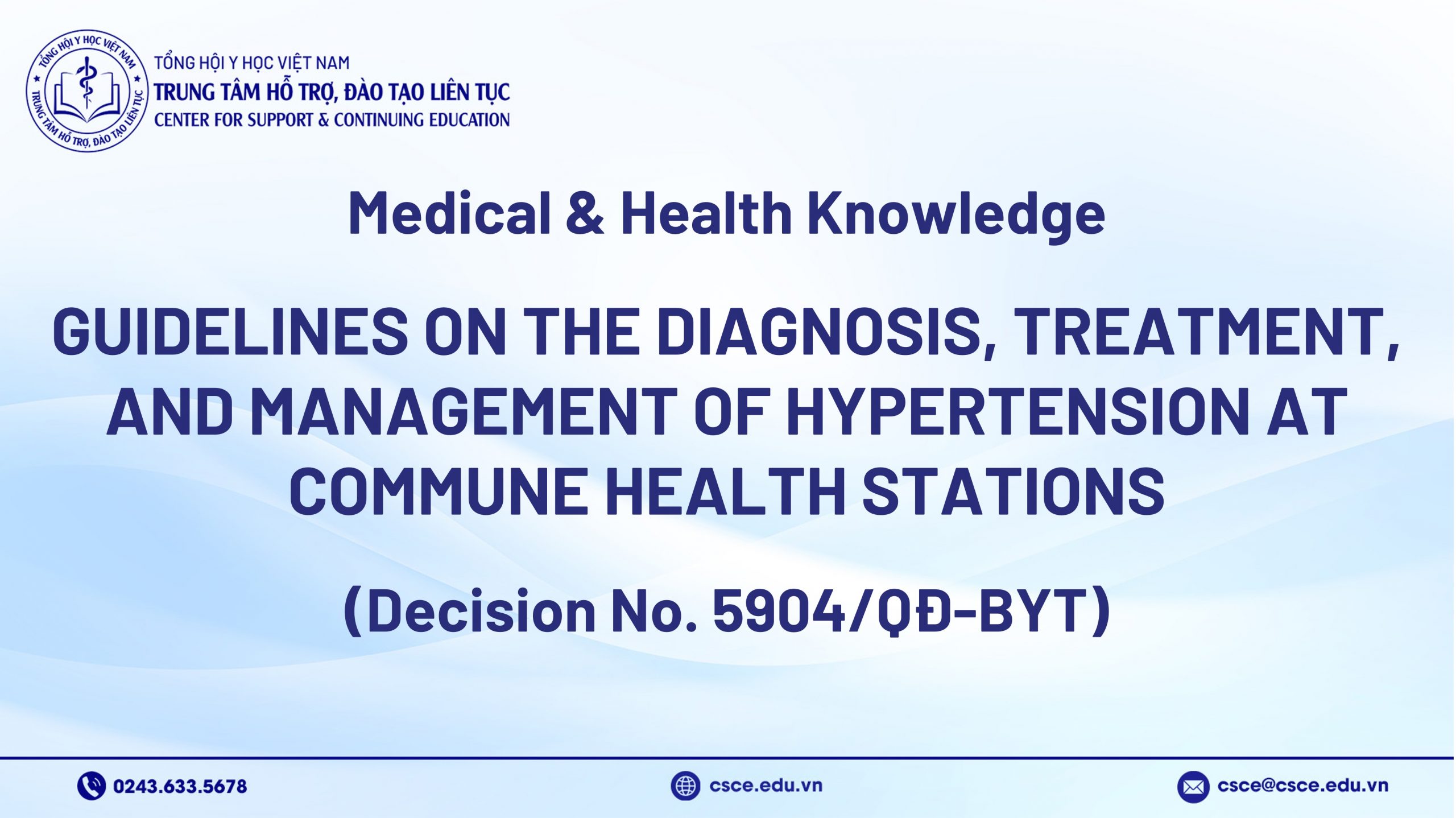 Guidelines on the Diagnosis, Treatment, and Management of Hypertension at Commune Health Stations (Decision No. 5904/QĐ-BYT)