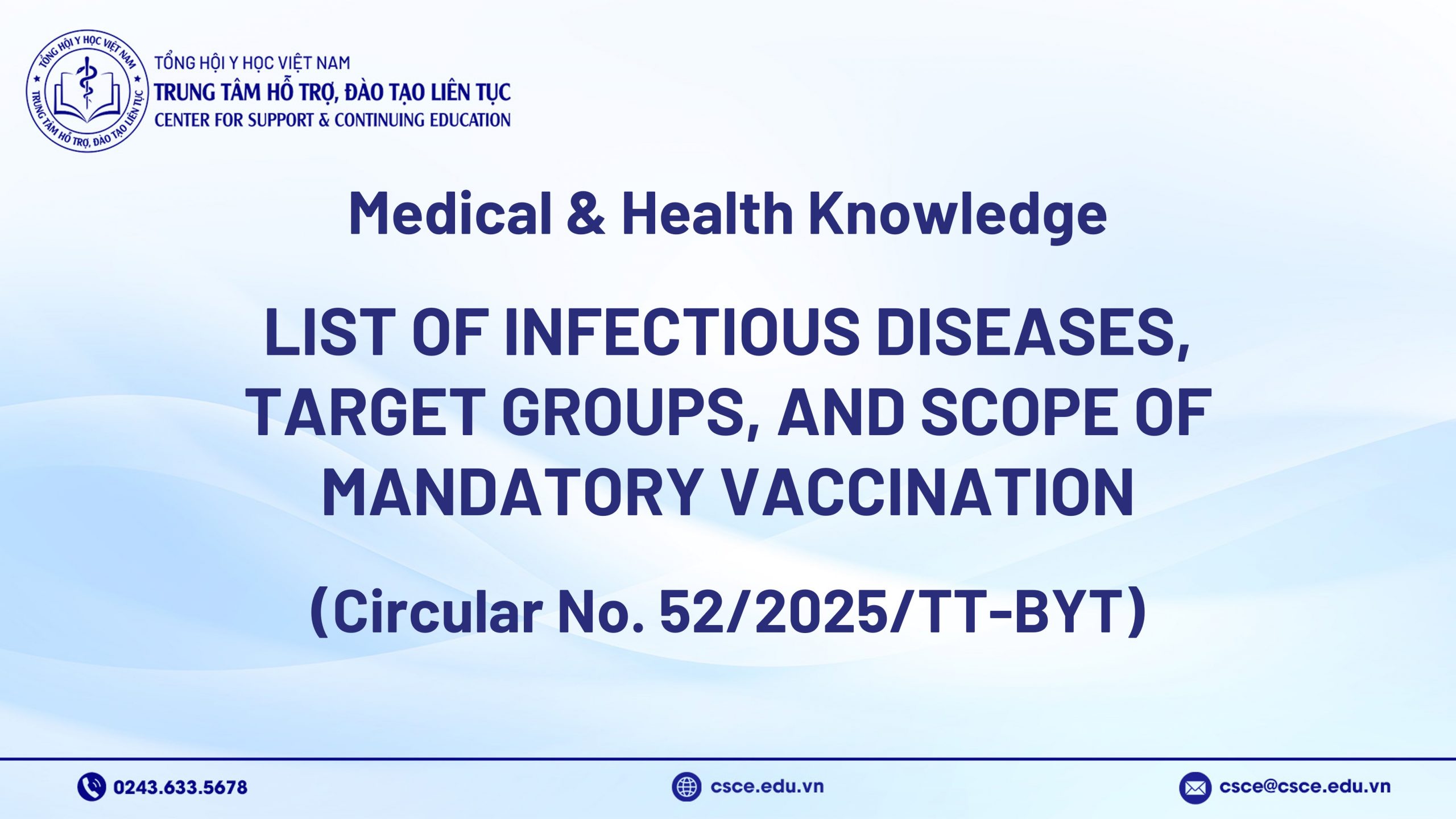 List of Infectious Diseases, Subjects, and Scope of Mandatory Vaccination (Circular No. 52/2025/TT-BYT)