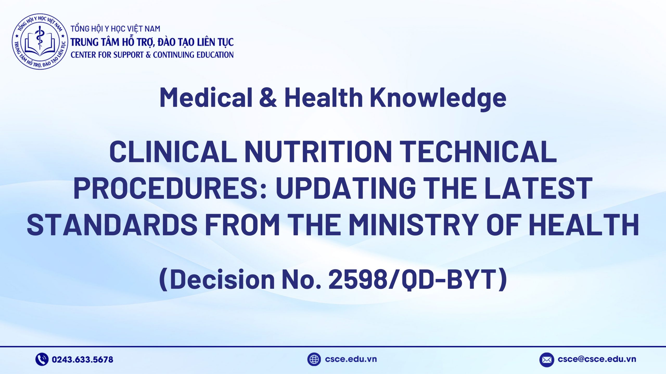 Clinical Nutrition Technical Procedures: Updating the Latest Standards from the Ministry of Health (Decision No. 2598/QD-BYT)