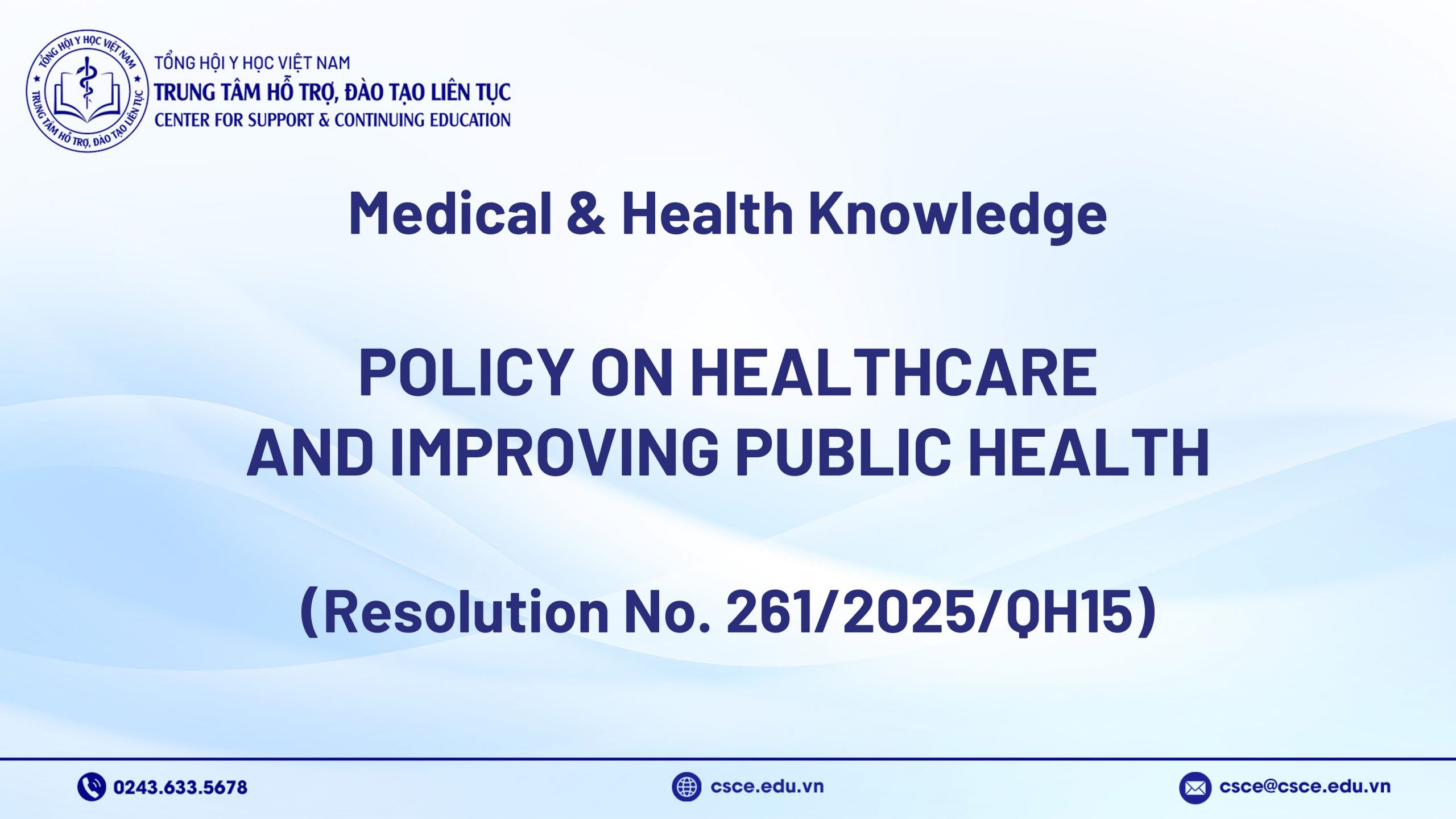 Policy on healthcare and improving public health (Resolution No. 261/2025/QH15)