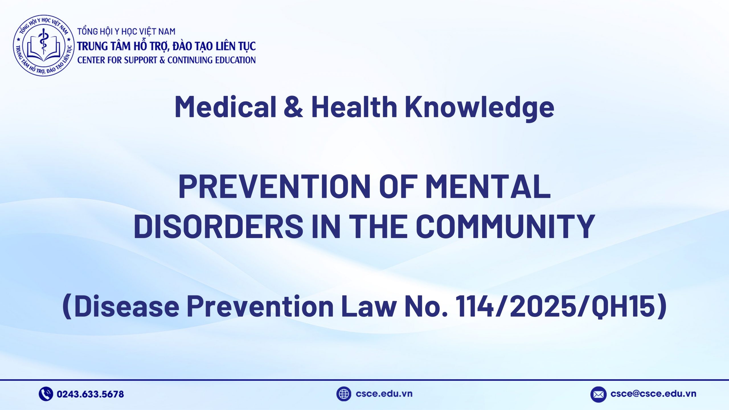 Prevention of Mental Disorders in the Community (Disease Prevention Law No. 114/2025/QH15)