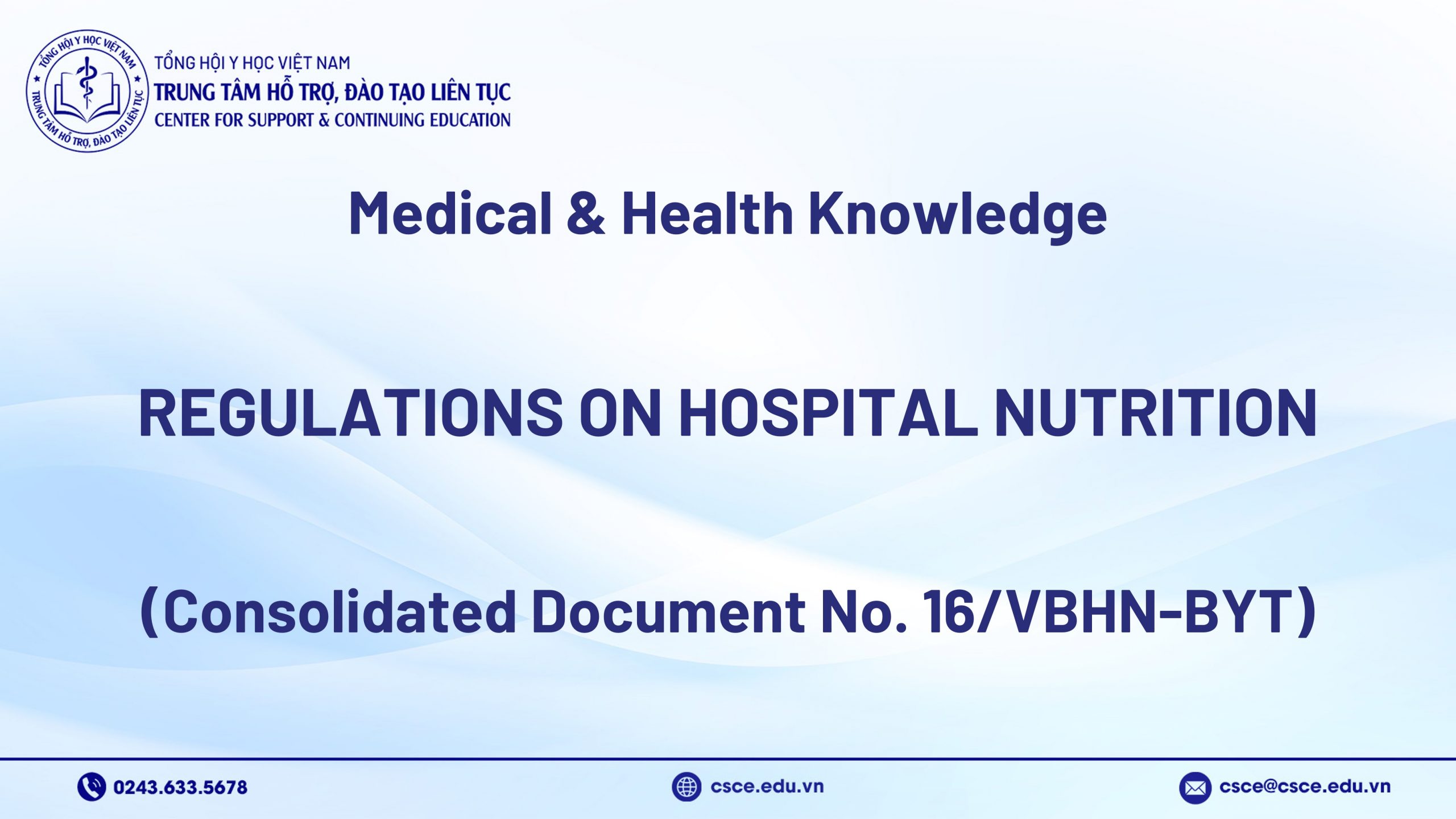 Regulations on Hospital Nutrition (Consolidated Document No. 16/VBHN-BYT)