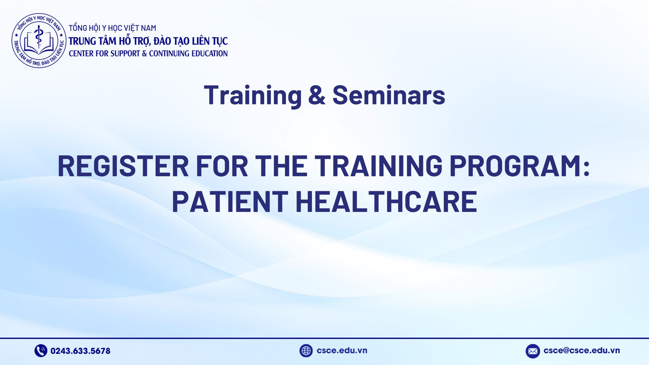 Register for the training program: Patient Healthcare