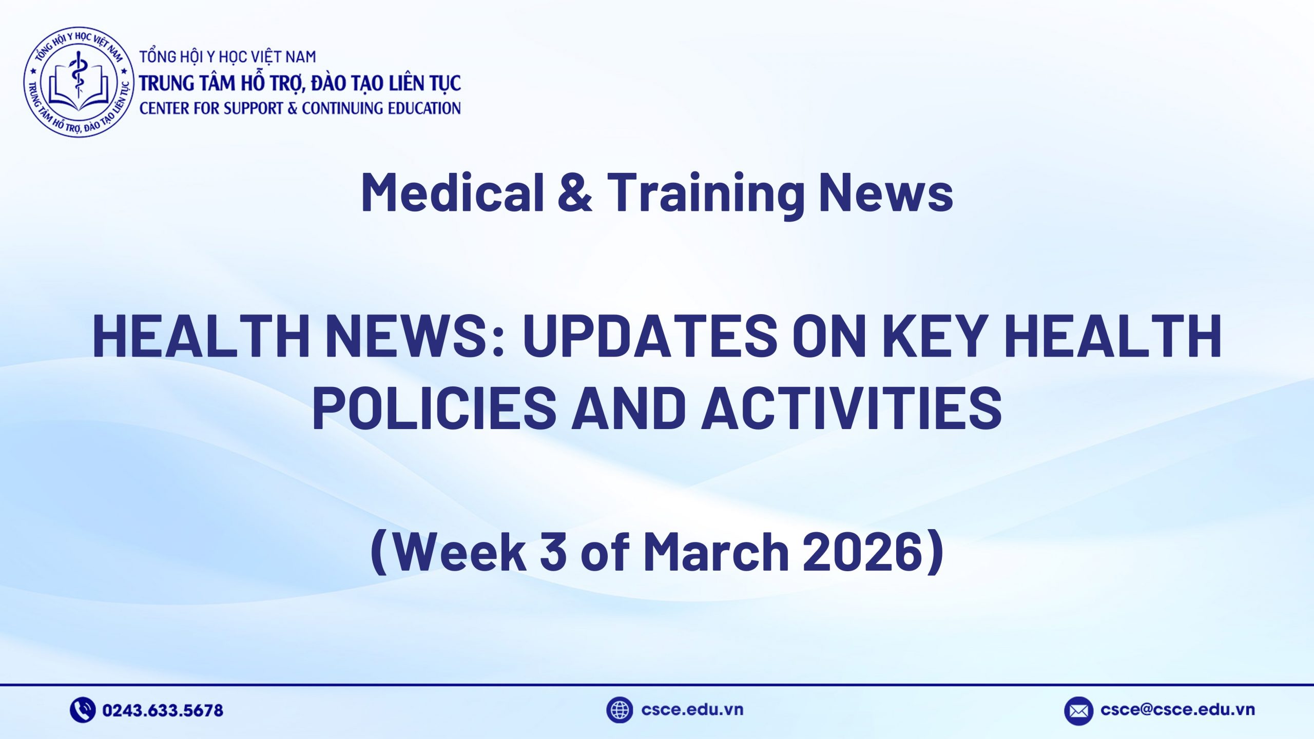 Health News: Updates on Key Health Policies and Activities (Week 3 of March 2026)
