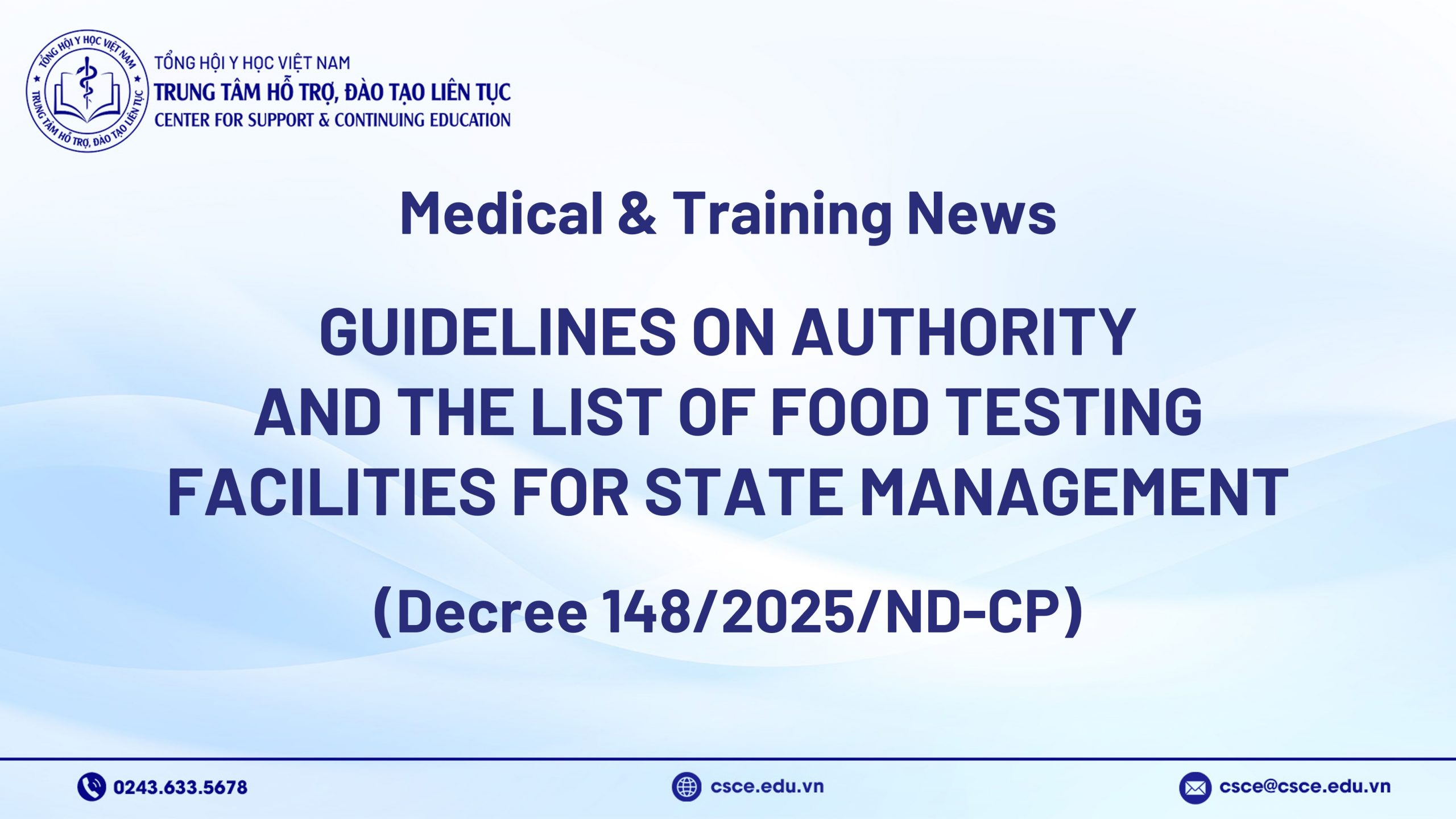 Guidelines on Authority and the List of Food Testing Facilities for State Management
