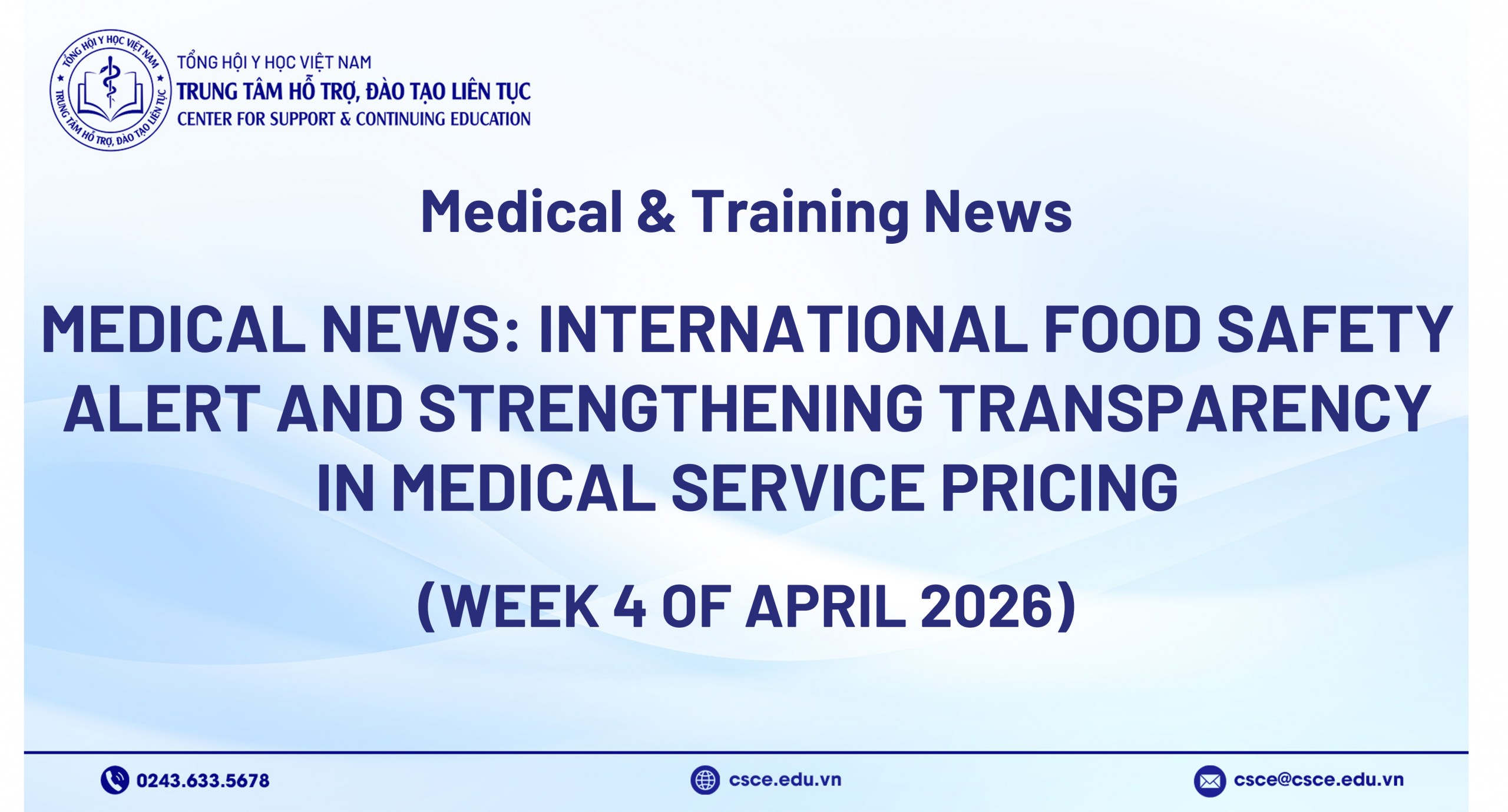 Medical News: International Food Safety Alert and Strengthening Transparency in Medical Service Pricing (Week 4 of April 2026)